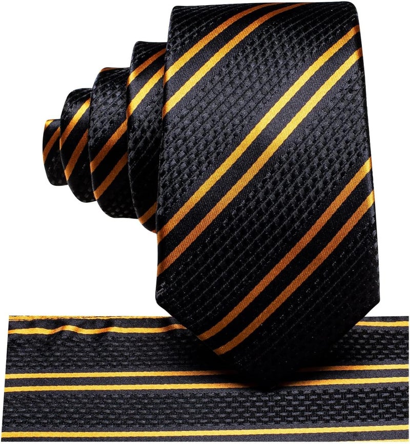Dubulle Ties for Boys Self Tie Silk Paisely Striped Kids Necktie and Pocket Square Set for Age 8-11 - Image 3
